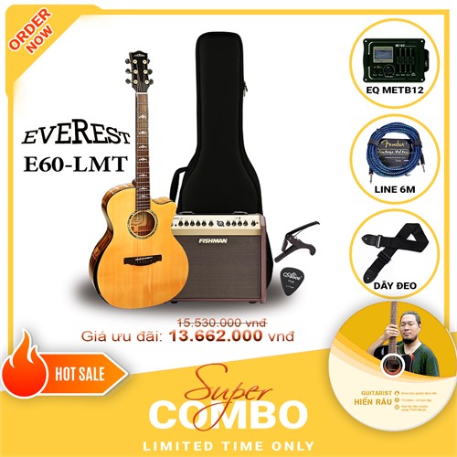 Combo đàn guitar Acoustic Everest E60LMT tích hợp